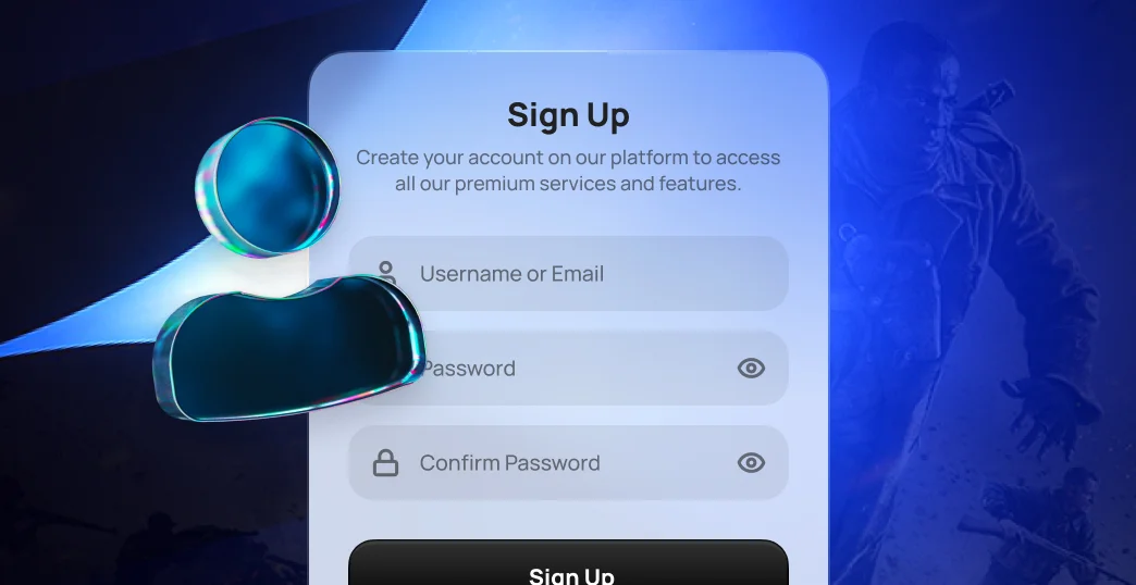 PROOFCORE sign-up form with a blue account icon